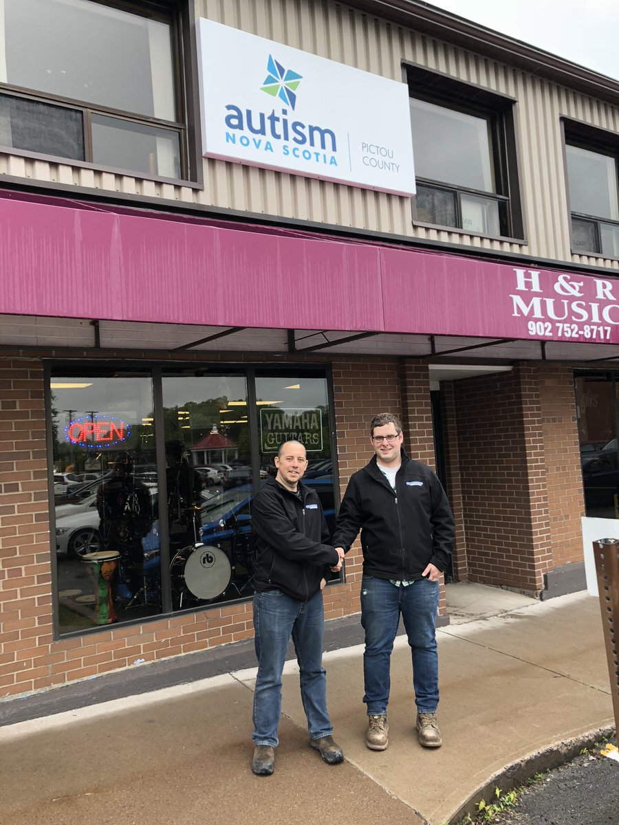 Autism_PC's tweet photo. Now we have a sign!!! MacGregors Industrial Group donated the design, fabrication and installation. Thank you Adam Casey and Nick MacGregor (Pictured) and everyone at MacGregors for this major investment in Autism Pictou County. https://t.co/YYCMi5LgBk