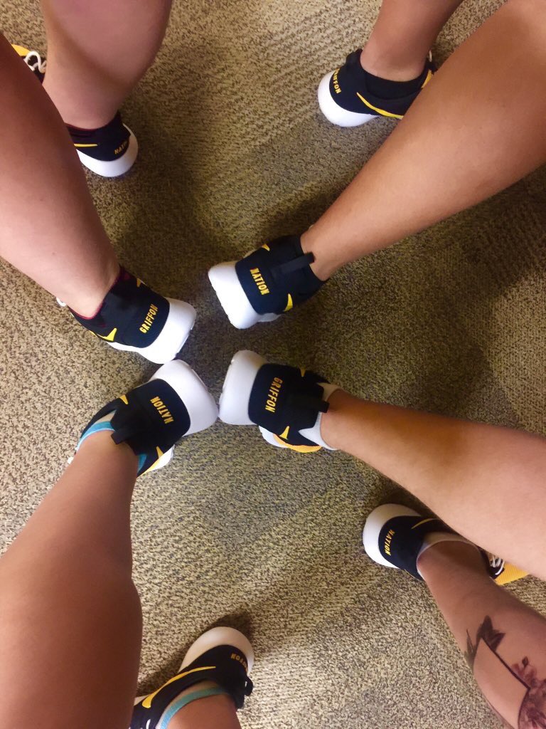 taylormmcccloud's tweet photo. Everyone is going crazy over our shoes. So happy people like them considering how much time we spent designing and fundraising for them! #GOTime #Orientation #MWSU #GriffonNation https://t.co/keKAe0Te1Q