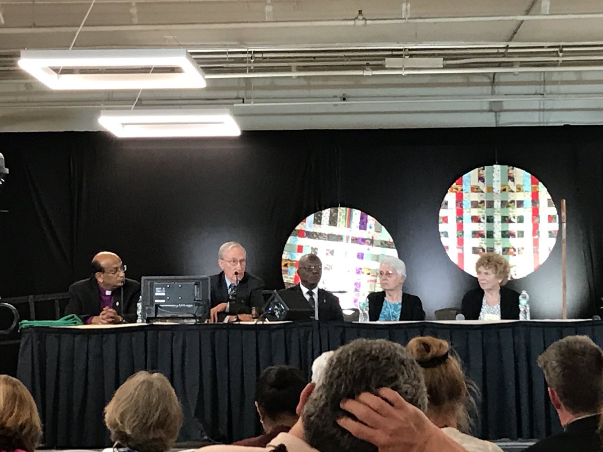 revpeacegirl's tweet photo. Panel of 5 #UMC bishops at #NEAC18 shared that 87% of the Council of Bishops now support removing LGBTQ+ discrimination from the Book of Discipline. https://t.co/lVDg7SBCWh