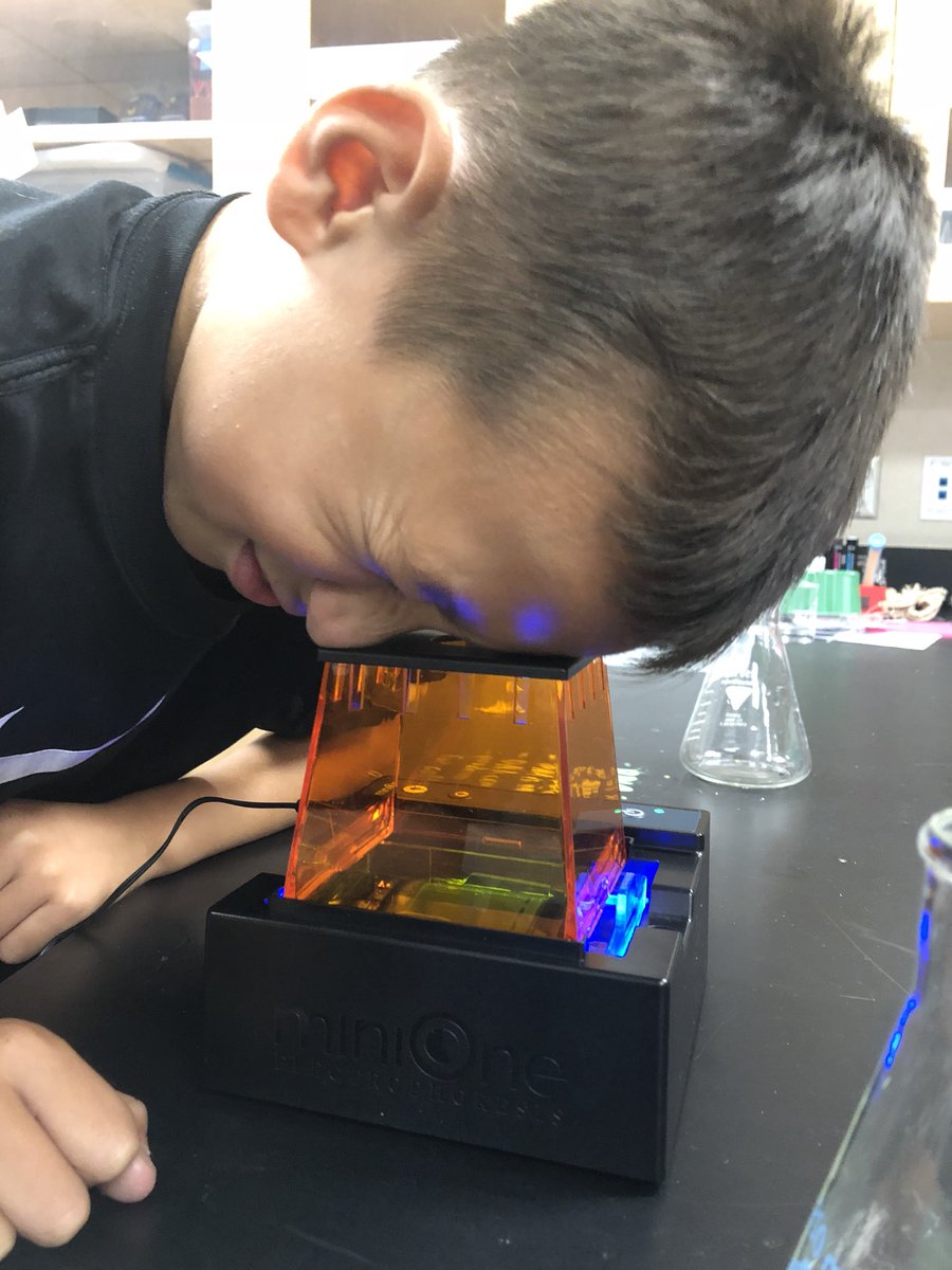 Day 4 of the Eastside Biomed Summer camp for 6-8th grade students.  Today he students took on a forensics lab using <a href="/MiniOneSystem/">MiniOne® Systems</a> equipment.  Such a great opportunity for these young students to do DNA fingerprinting and running gel electrophoresis.  Easy and fun! #stem