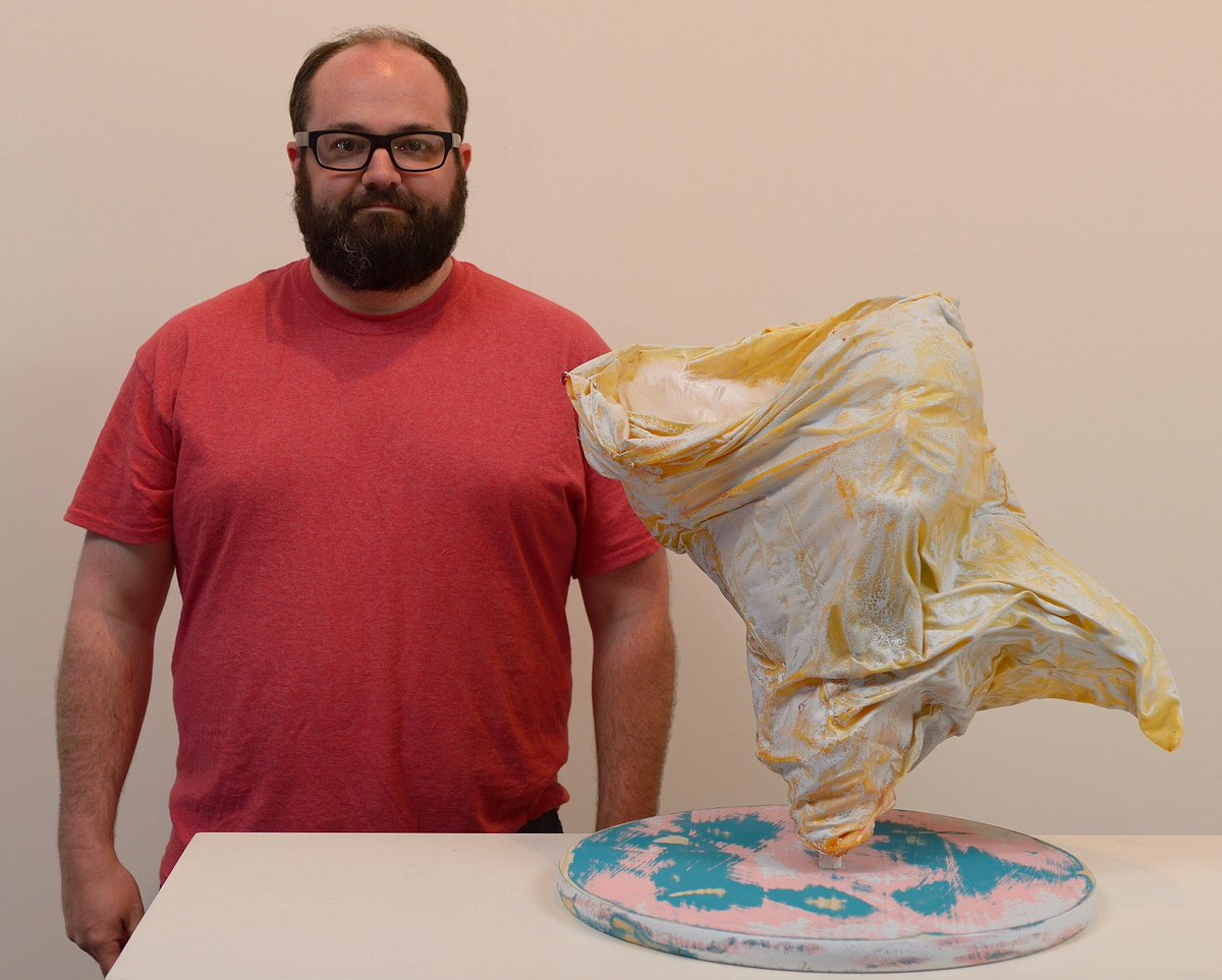 chadwhitakerart's tweet photo. Standing with “The Night Has Opened My Eyes”. Come see Pennsylvania’s Art of the State 2018 in Harrisburg on June 25th.  #thecontainments #postmfa #postgradlife #sculpturemagazine #sculpting #sculptures #art #contemporaryart #whitakerstudios #artofthestate2018 #artofthestate #iup https://t.co/kNEX4Na2mq