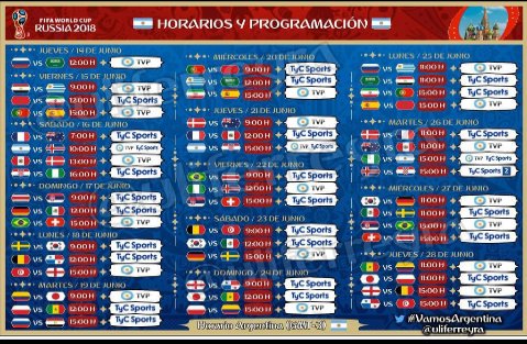 CorazonRiverpl1's tweet photo. #SeccionRusia 
Comenzo el mundial con una goleada Rusa, aca tenes el horario, dia y donde pasan cada uno de los partidos de la fase de grupos para que no te pierdas nada
@CARPoficial @afa
#argentina🇦🇷 #VamosArgentina #Seleccion #SeleccionArgentina #MundialDeRusia #rusia2018 https://t.co/6d76eg7rge