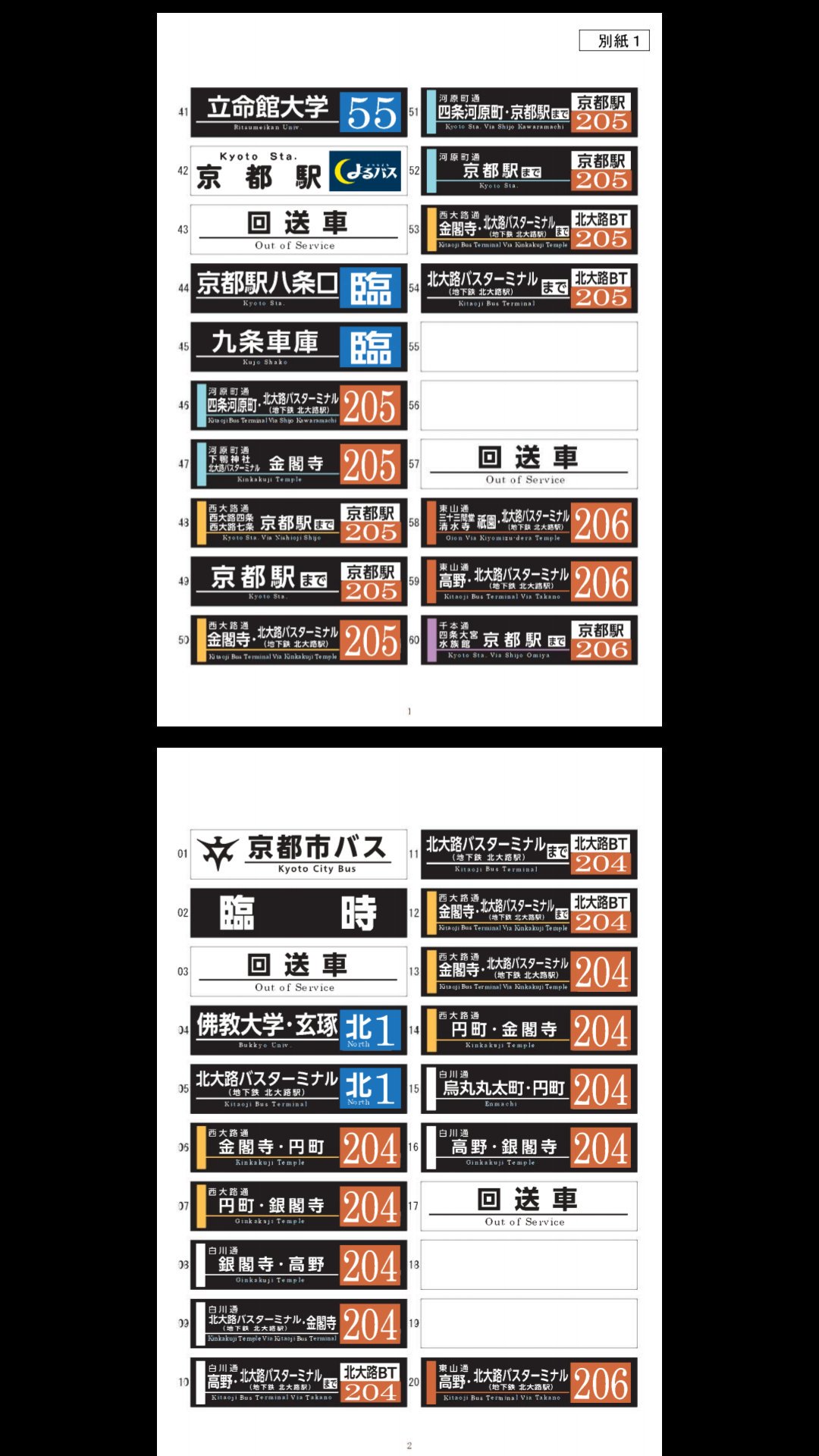 京都市バス 方向幕 側幕 九条委託 2017/03 （側面方向幕 【洛西