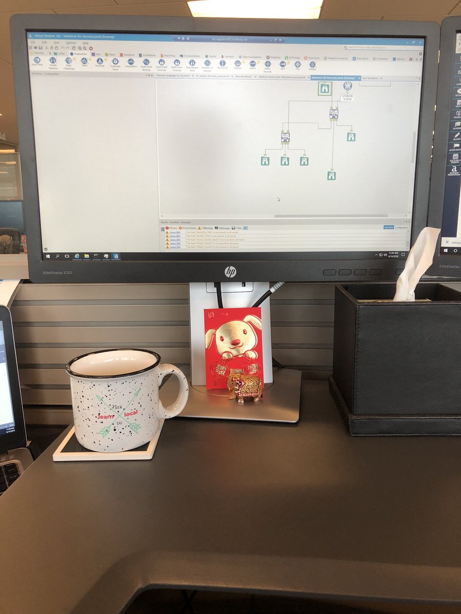 AndrewDataKim's tweet photo. Back to the #workflowwithaview with #Alteryx on three screens. https://t.co/gjIjYBI3yM