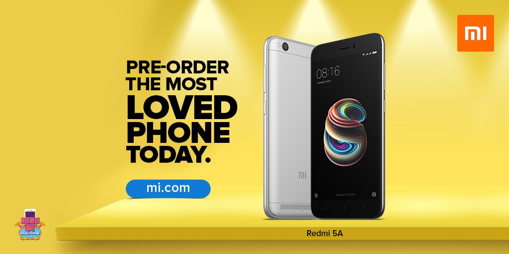 #SaleAlert - Redmi 5A will go on sale today at 12 noon only on mi.com. Get yours today!
More - bit.ly/2kO8ZVS