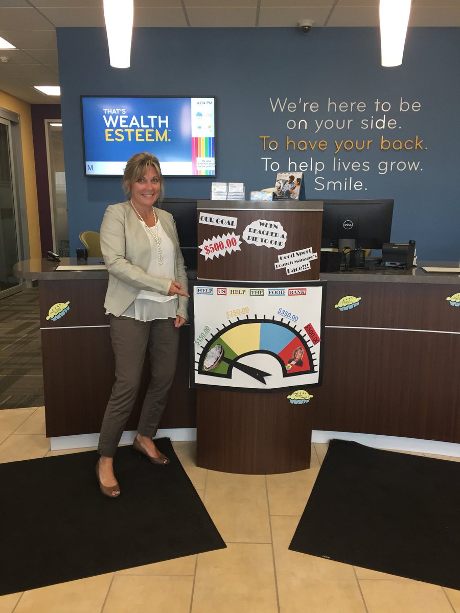 JessSaunders791's tweet photo. Come on down to the #MeridianBayfield branch and help us reach our goal of $500.00 towards the food bank, added bonus- @StephanieVeeck is going to take a pie in the face if we do!! #takingapiefortheteam https://t.co/h7RxOPh5OS