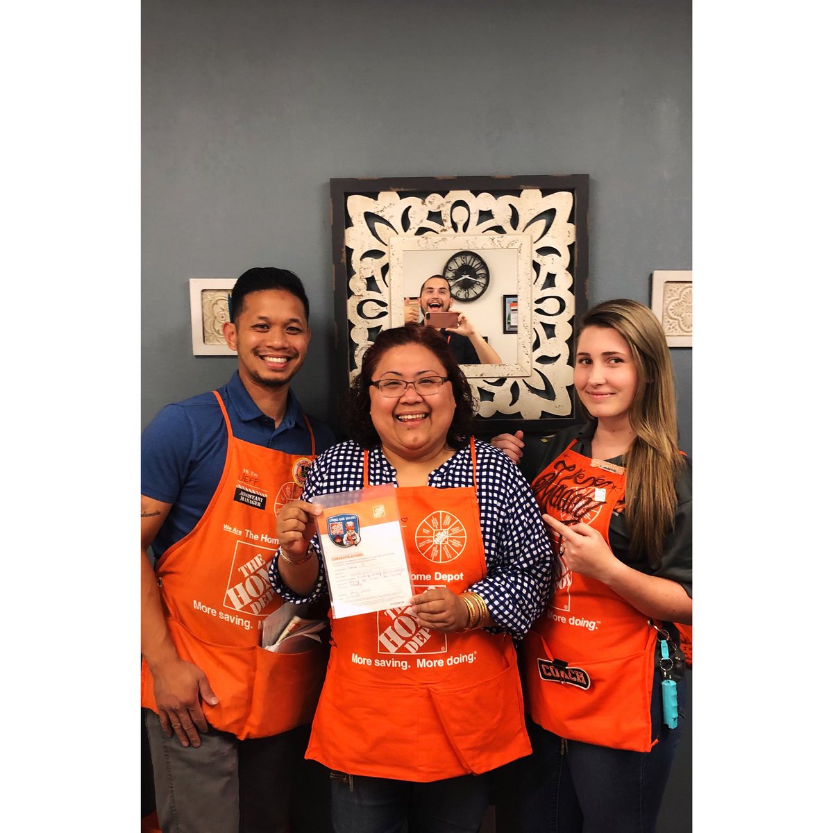 SC_ASDS's tweet photo. Shoutout to Irene for being awarded a Homer Award!! Big Thankyou for all that you do and helping me learn scheduling as I go into this new roll! Also shout out to Travis for successfully photo bombing the picture! 😂 #PacNorthProud #buildingnewrelationships #0630 https://t.co/weVYfQZEww