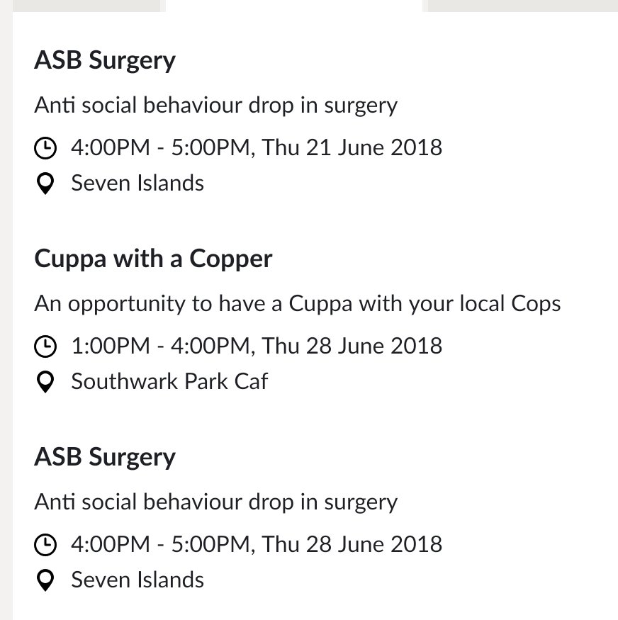 Meet your local Safer Neighbourhood Team #rotherhithe #se16 @MPSSouthwark Next scheduled meetings @MPSSurreyDocks at @YHAOfficial @MPSRotherhithe at @eaSevenIslands or Southwark Park Cafe @se16 @CanadaWater1 @RotherhitheLab @RotherhitheLDs met.police.uk/a/your-area/