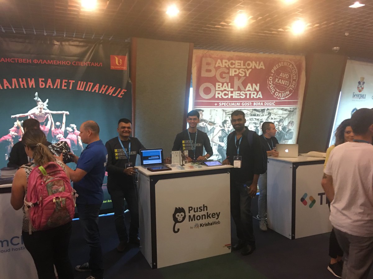 getpushmonkey's tweet photo. Hey #WCEU! We're running a cool contest. Visit out booth to learn about push notifications, web development and unicorns. #WordCamp #PushMonkey #KrishaWeb #kwtswag https://t.co/EB0WydBAOl