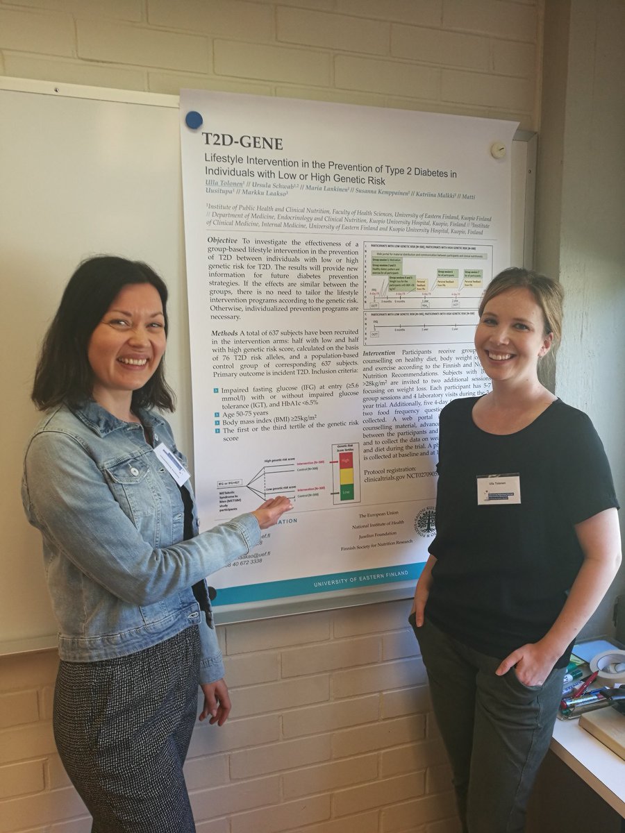 SusannaMariaKoo's tweet photo. Our unique T2D-GENE study is present at #dsymposium #d10th #T2D #prevention #intervention #T2DGENE @UniEastFinland @UKTolonen https://t.co/Kqc0duXPKd