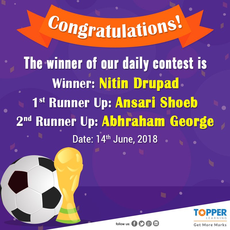 Topperlearning's tweet photo. The #FootballFever is on and our daily #contest #FootballwithTopperLearning is up and running. Yesterday’s contest #winners are @nitin_cul @abeygeorge95 @@ndiamates Congratulations!
To claim your prize, DM us your contact number along with e-mail id & class details. https://t.co/2Q5lTBETqd