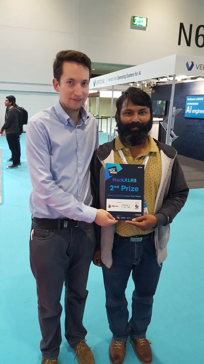 Reders12's tweet photo. GivEnergy have done it! 2nd place at london tech week Hackathon! Couldn't do have done it without my duo, Sanka and the sponsors. #hackxlr8 #bemyapp #TechXLR8 #digime #urbanxaccel. I'd also like to thank #ioniccreator for making our mock app easy to get started. https://t.co/igjV1jcPuM