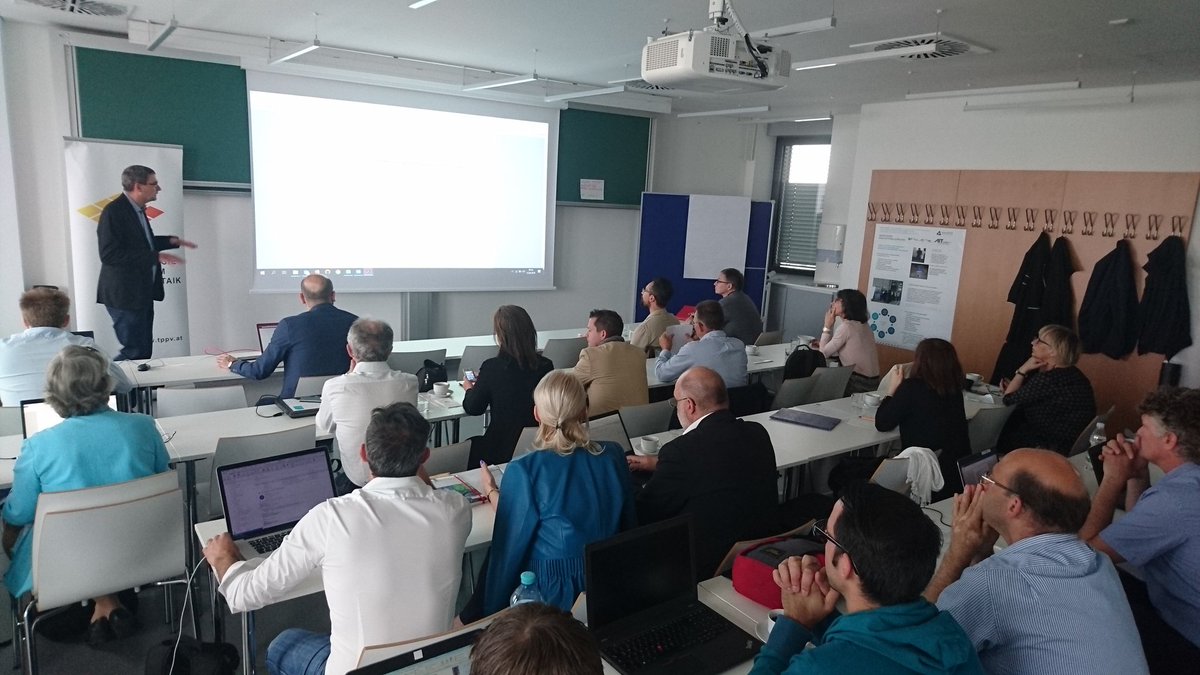 TPPV_AT's tweet photo. starting the workshop "bipv as architectural tool" at the @tuvienna together with int. experts of the @IEA_PVPS #Task15 as well as nat. and int. #BIPV experts. @FHTechnikumWien @fechnerhubert65 @michielritzen @AITtomorrow2day @ErtexSolar_BIPV @DieterMoor #Architecture #PV https://t.co/ISwEOzUbmt