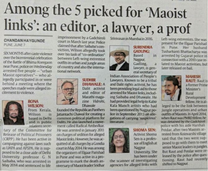 AgrawalSadhuram's tweet image. These &quot;intellectuals&quot; were arrested for links with Maoist terrorists &amp;amp; plotting to assassinate PM  @narendramodi 
It consists of professors, authors, lawyers, activists and all those candle-light march “#TukdeTukdeGang claiming democracy is in threat.
#ModiAssasinationPlot
MyNt