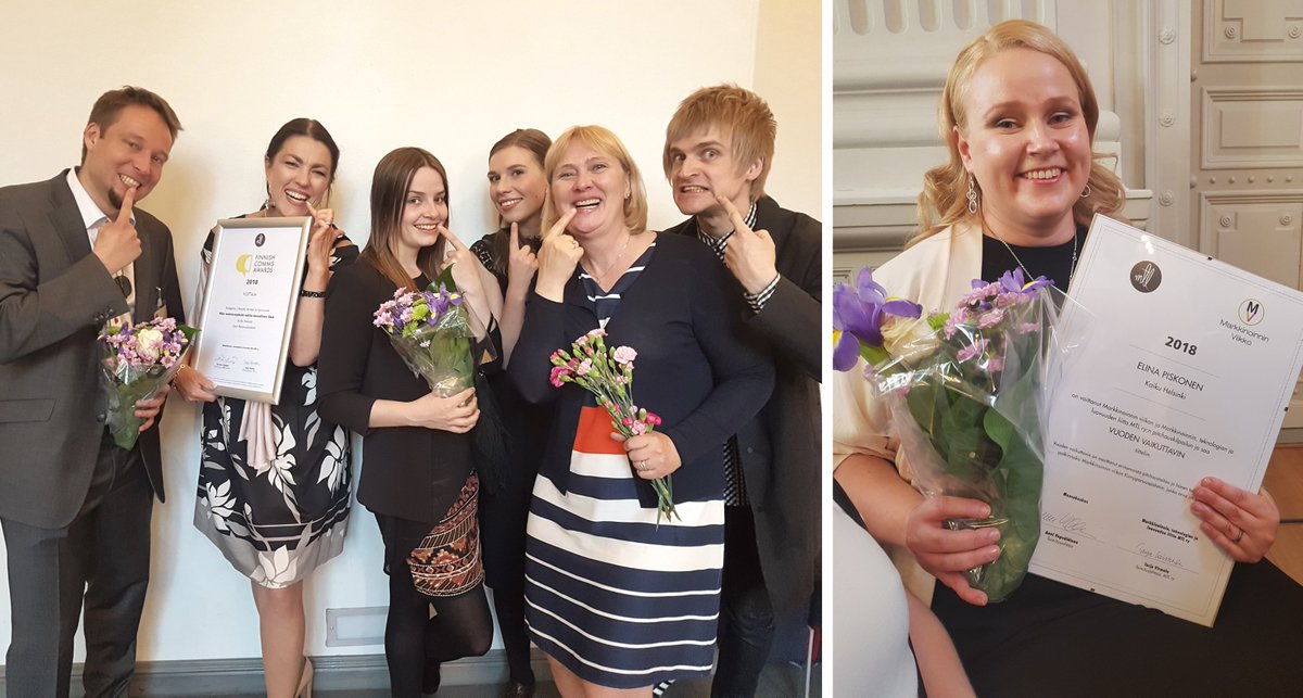 kaiku_fi's tweet photo. Tuplavoiton takana hirmuinen määrä pitkäjänteistä työtä ja uskallusta heittäytyä! Onnea, Oral ja Kaiku Helsingin Team Oral, @ekirvesniemi, @petteripuu, @Saarni ja Kirsi Valta-Makkonen, sekä "Vuoden vaikuttavin" @episkone! #fincomawards #viestintä https://t.co/8SyP2yh2a2