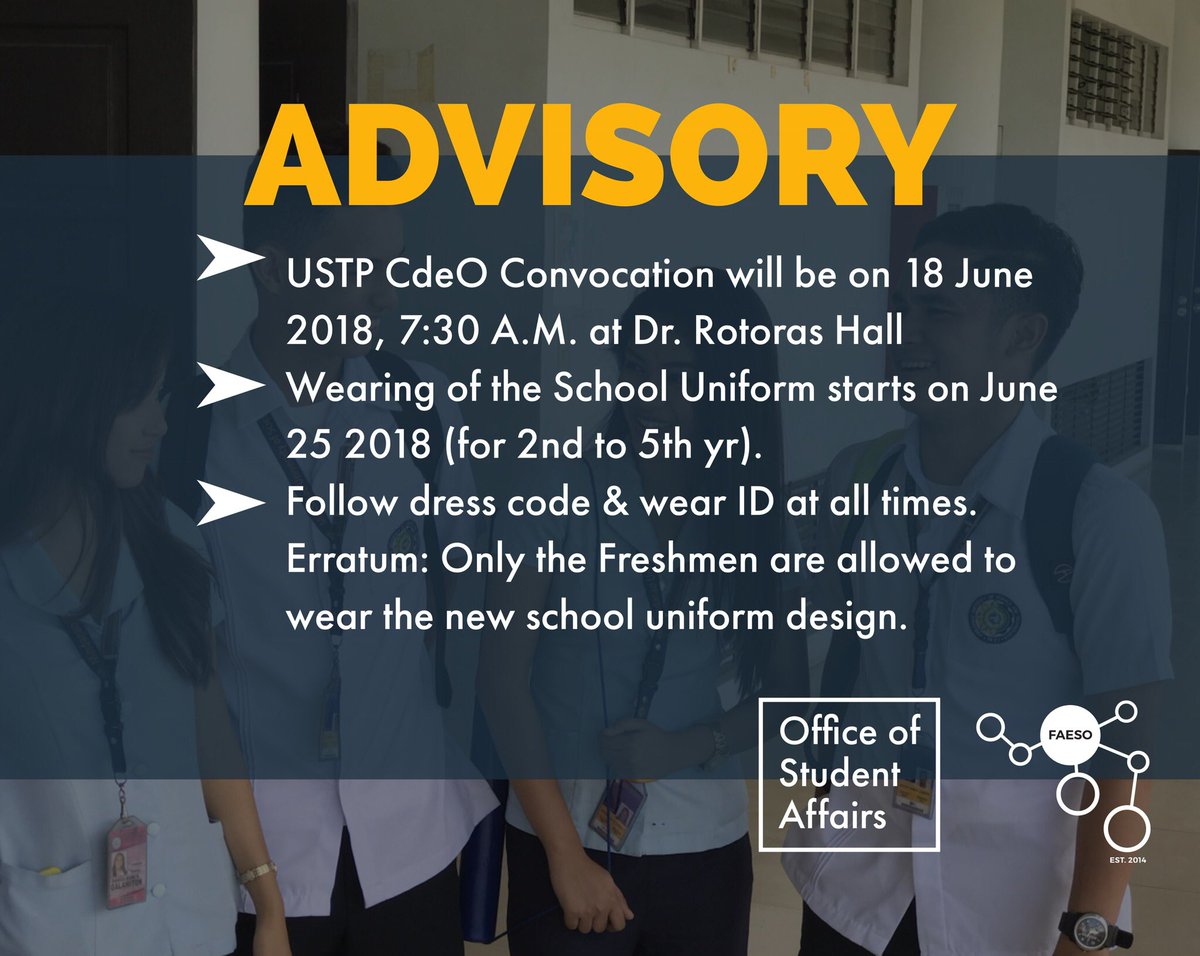 ustpfaeso's tweet photo. Please be reminded by this advisory before the class starts on June 18. https://t.co/Qh0wbqjrq4