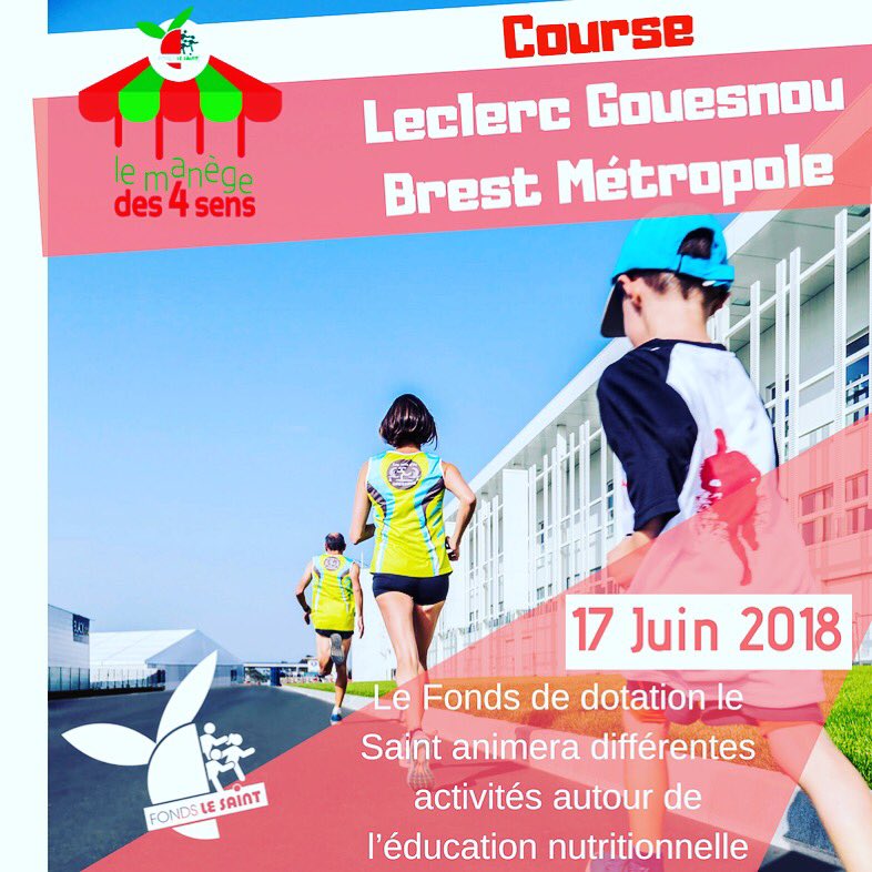 fondslesaint's tweet photo. Rendez-vous dimanche prochain pour la course « La Leclerc Gouesnou Brest Métropole ». Nous serons présents pour animer différentes activités sur le thème de l’éducation nutritionnelle #fondslesaint #manegedes4sens #leclercgouesnoubrestmetropole #educationnutritionnelle https://t.co/21323SMhpW