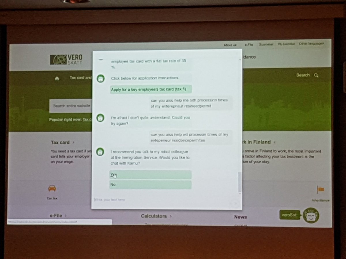 #chatbot integration between two organizations <a href="/TaxFinland/">TaxFinland</a> <a href="/Migri_fi/">@Maahanmuuttovir</a>