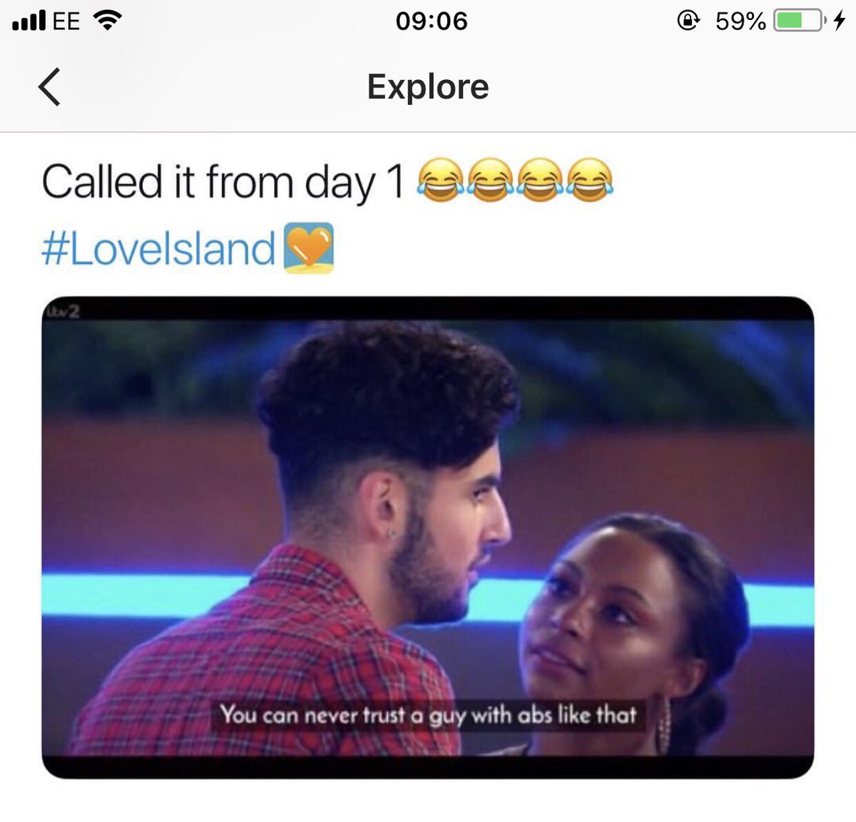 He was right! 😂
#LoveIsland <a href="/LoveIsland/">Love Island</a>