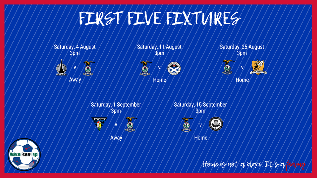 ⚽ FIXTURES | Here they are. <a href="/ICTFC/">Inverness Caledonian Thistle FC</a>'s first 5 fixtures. Which are you looking forward to the most? #FixtureFriday #MFLFootball