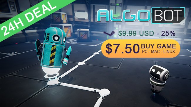 AlgoBot's tweet image. Get Algo Bot 25% NOW. Deal ends in 24h :) 
“I do love the chunky, clean, and minimalist aesthetic they’re going for here. I also appreciate the gently mocking tone of the narrator bot, PAL(...)” - Rock Paper Shotgun
chrono.gg #indiedev #indiegame #Steam
