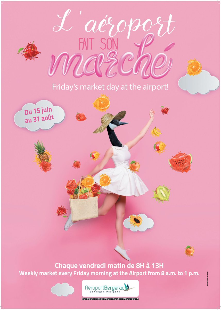 Aerobergerac's tweet photo. Malgré le temps ! ☔️ 
Aujourd’hui, c’est le premier marché de l’Aeroport de Bergerac. 🍅 🌽 
Il aura lieu tous les vendredis de 8h à 13h jusqu’au 31 août.
On vous attend nombreux 😁
#bergerac #Dordogne #perigord #NouvelleAquitaine #bergeracairport #Travel https://t.co/JM32j2oyGY