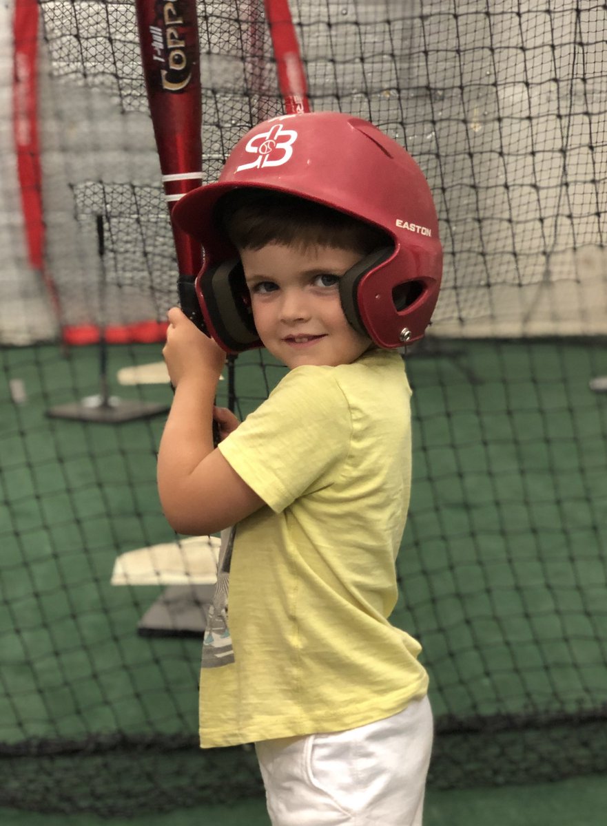 c_marleau's tweet photo. Caleb was loving batting practice today at @siriousbaseball. I’m gonna need that helmet when pitching to this kid w/the way he is hitting balls already! Refuses to use a T. He also refuses to switch his hands on the bat😖... #NoTBall #FutureSFGiant? https://t.co/LiuzAdA4I7
