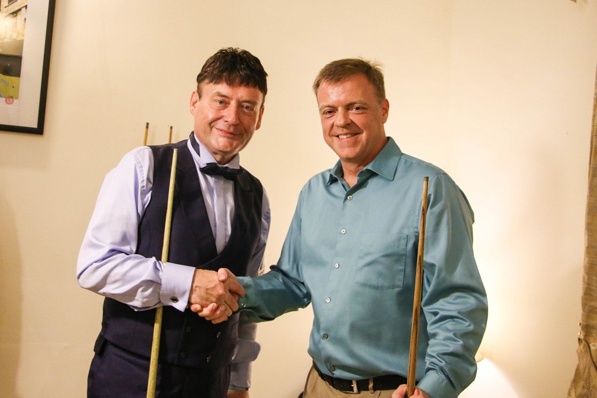ukincambodia's tweet photo. Ambassador @wjlonghurst  hosted an evening reception with @jimmywhite147 support of local charity @CamKids . The two had a friendly match as guests watch on.  # UKKH #Cambodia https://t.co/LQqj9KsaxR