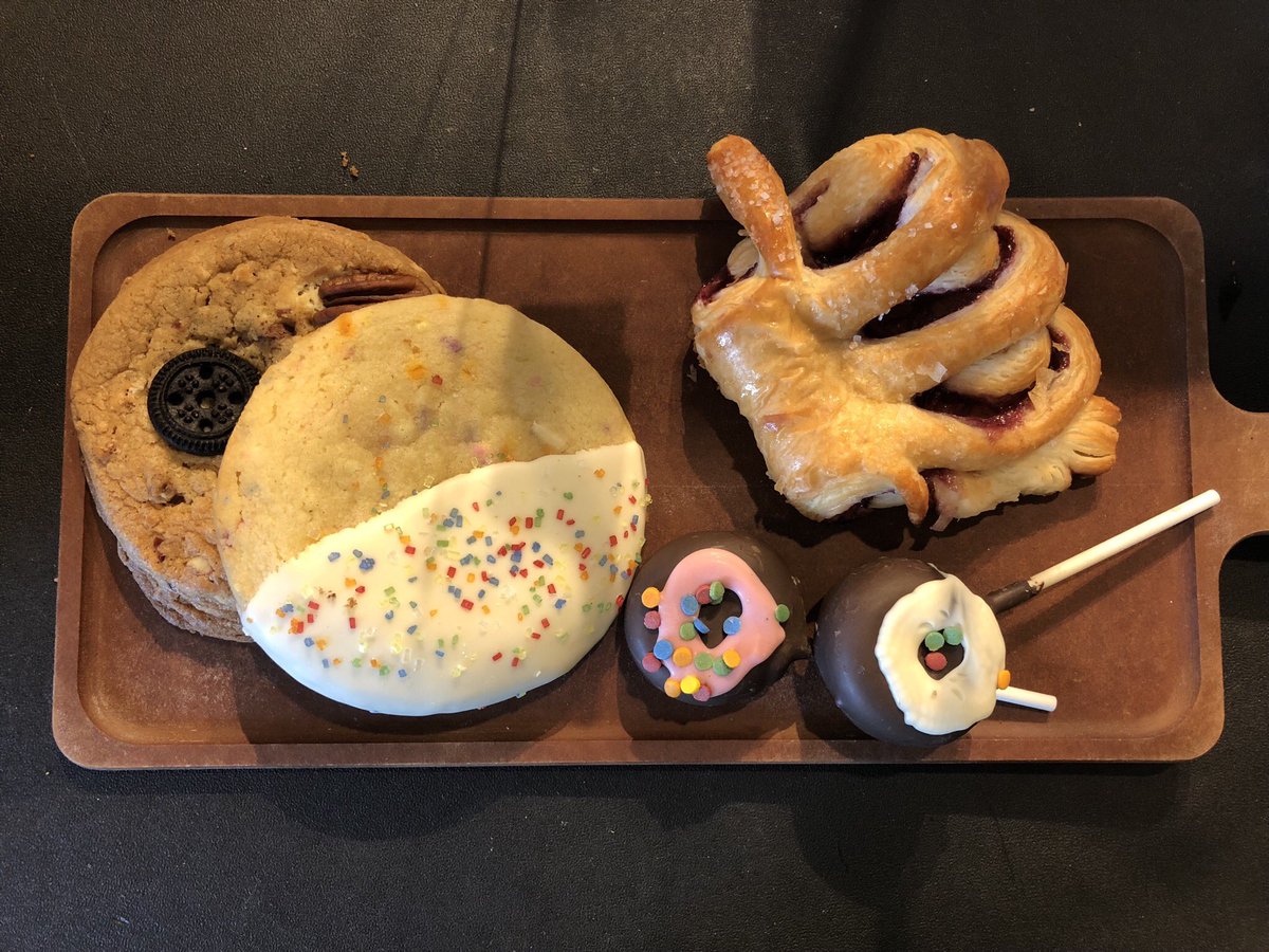 GarfieldSBUX's tweet photo. We’ve got some new treats! Say hello to the new seriously strawberry Frappuccino as well as our confetti and kitchen sink cookies, donut cake pops, and summerberry swirl croissants. 😋 try one today! https://t.co/q2X5ufzgzs