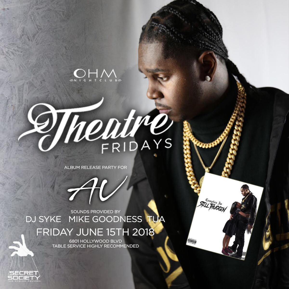 AddiktionLA's tweet photo. FRIDAY 10pm #TheatreFridays (21+) inside @ohmnightclubla 6801 Hollywood Blvd 4th Floor Mixtape for @avlmkr Music by @DJTUA   TABLES /GLIST text 323.523.5851 #DIAMONDLIST #WeOhmTheNight https://t.co/WwL7eTYHrJ