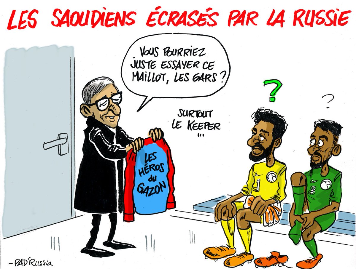 ladh's tweet photo. Le #dessin @Pascalpadr du jour dans la DH ! #CM2018 #Mondial2018 #Russie2018 @FIFAWorldCup #LesHerosduGazon #RUSARA https://t.co/LtKzzKUC5g