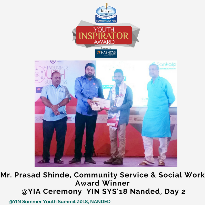 YINforChange's tweet photo. Mr. Prasad Shinde - Community Service &amp; Social Work Award Winner - YIA Ceremony - YIN SYS'18 Nanded - Day 2
#yin #yinforchange #summeryouthsummit #Sys18
#youthinspiratorsaward #eduspire #youth 
#younginspiratorsnetwork #yinministers #yinners
#largestyouthsummit https://t.co/lGShKcXzh3