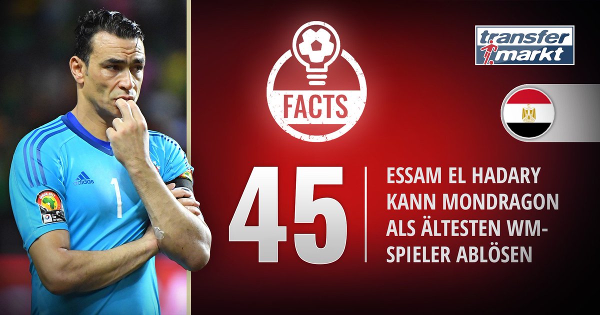 Transfermarkt's tweet photo. Seit 1996 in Ägyptens Tor: El Hadary vor #WM-Rekord https://t.co/8BlqaU78Sc #EGY #TMfacts #WM2018 #EGYURU https://t.co/aB9Aq1cObJ