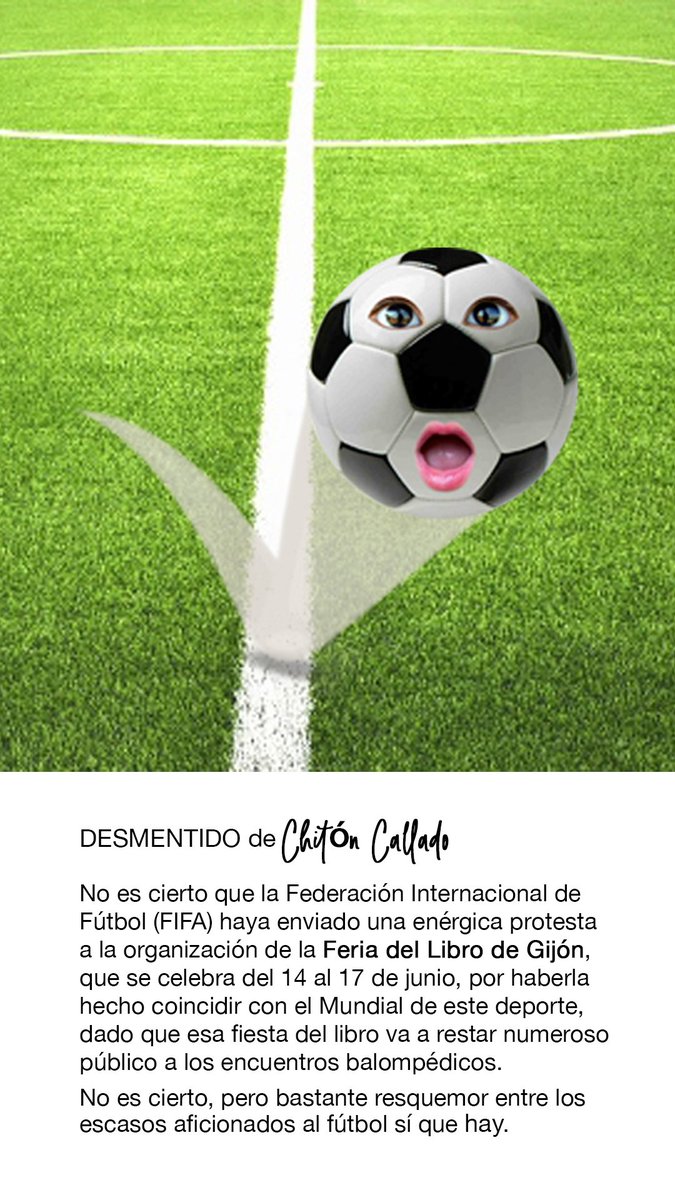 ConOrejaVerde's tweet photo. @eldemazinger Por el ambiente que había ayer en la #FeLiX18, por cierto mucha gente, está claro que no eras el único al que no le interesa el fútbol, pero sí los libros. +#FeLiX18 y –fútbol. Es el consejo del detective Chitón Callado. https://t.co/qf7XjOaxWI