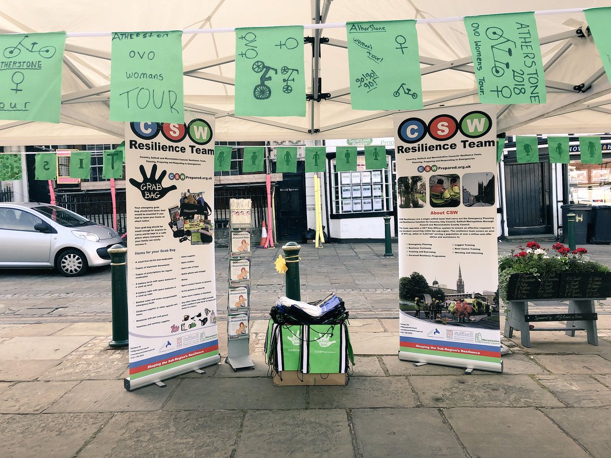 CSWResilience's tweet photo. Some of our officers are in Atherstone today for the @OVOEnergy Women’s Tour prepared with grab bags and advice on personal resilience! Be sure to come and say hello and find out how you can become more resilient. #WomensTour #OVOWT https://t.co/dMN1y4D89o