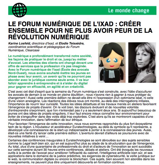 elodieteissedre's tweet photo. Les écoles ont leur place dans l'écosystème de l'innovation #juridique, comme nous le disons dans cette tribune commune avec Karine Losfeld de l'@IXADFC #forumnumerique dans la Revue Prospective du CNB : https://t.co/g4oo9cReY3 https://t.co/RowkLFjloH