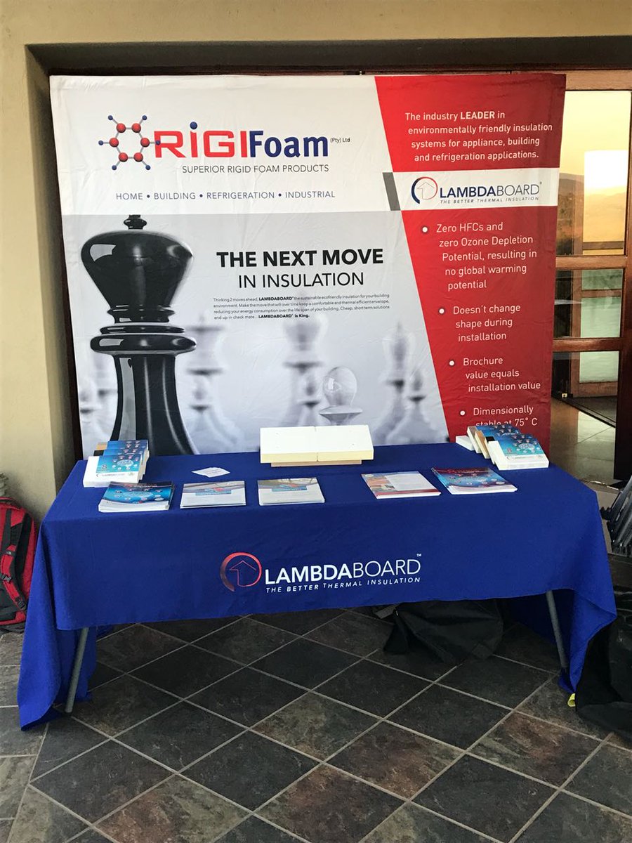 rigifoam's tweet photo. All set up and ready to go, Nelspruit CPD!
#architects #TheBetterThermalInsulation #LambdaboardIsKing #insulation @rigifoam @GRSRoofs https://t.co/FN3JaSpziO