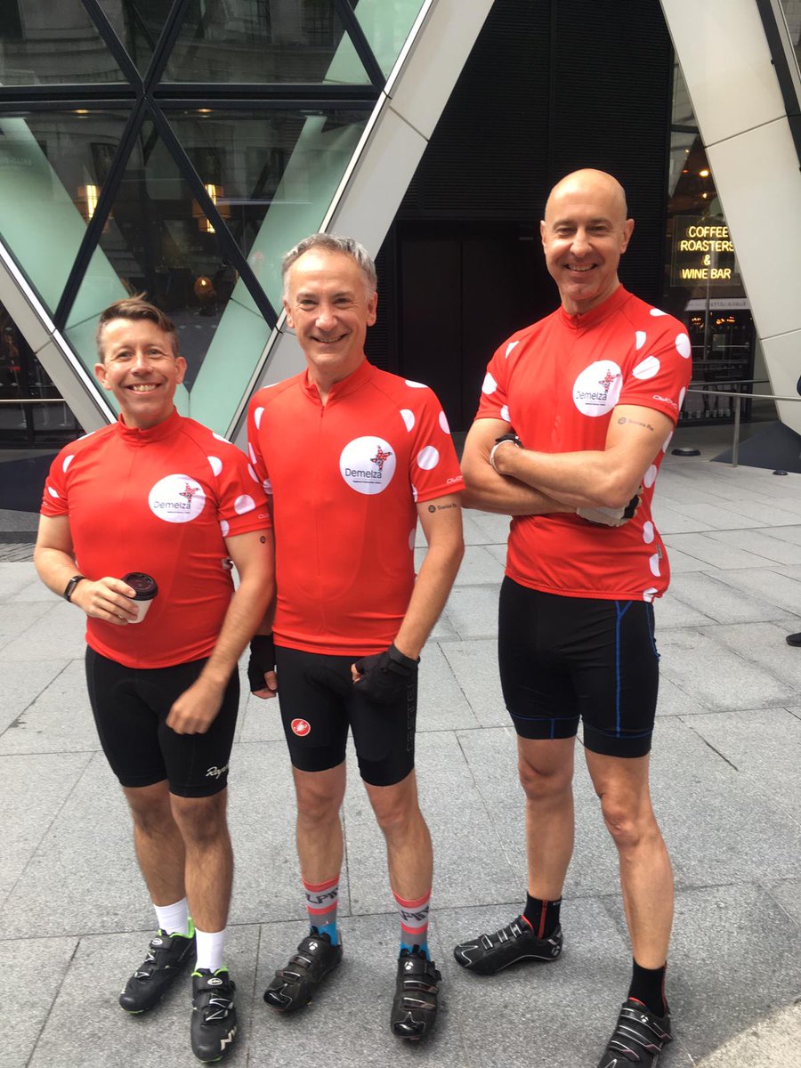 Rachel_Walker91's tweet photo. Here at @SwissRe ready to set them off on the #GoingtheDistance Challenge event! 70 employees running, walking and cycling for @DemelzaHospice today- loving the atmosphere here already, it's going to be a great day! https://t.co/398LA9g84p