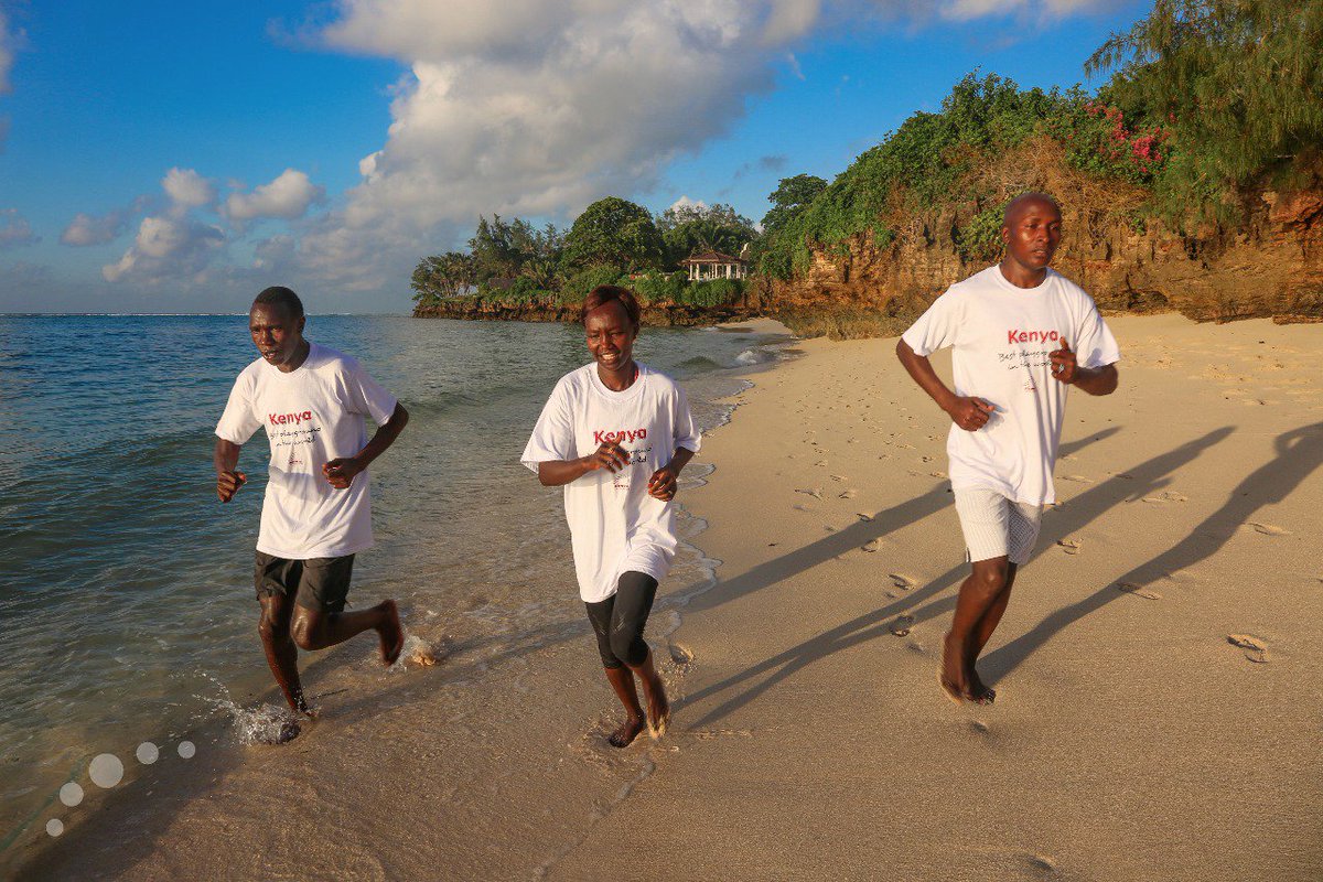 kiruigef's tweet photo. Had a morning jog with fellow athlete's in the Magical white Sandy beaches in Diani thanks to KTB #MagicalKenya #TembeaKenya https://t.co/zMx9m8CGdJ