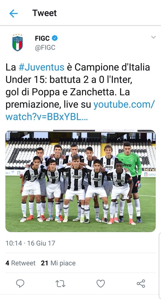 pisto_gol's tweet photo. L’account Twitter della FIGC lo scorso anno, dopo la vittoria dell’under15 della Juventus. L’account Twitter della FIGC quest’anno, dopo la vittoria dell’Inter. Malagò se ci sei batti un colpo 🙄 https://t.co/a1MS22Q6ym