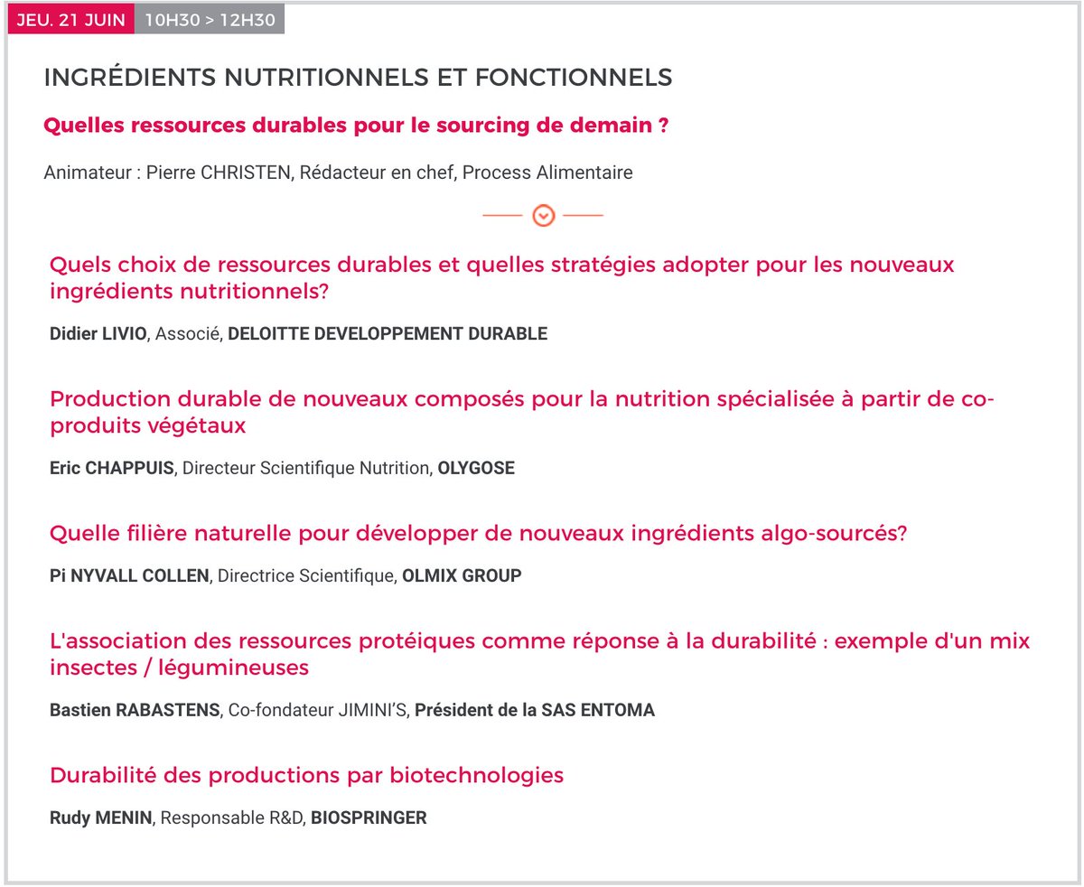 crittiaaNA's tweet photo. [S'informer] Jeudi 21 juin, de 10h30 à 12h30, RDV pour notre conférence sur les ingrédients nutritionnels et fonctionnels, sur la thématique "Quelles ressources durables pour le sourcing de demain?" @Processalim @DeloitteFrance #OLYGOSE @olmixgroup @Jimini_s #BIOSPRINGER #JAS2018 https://t.co/bm5ISIY5LJ