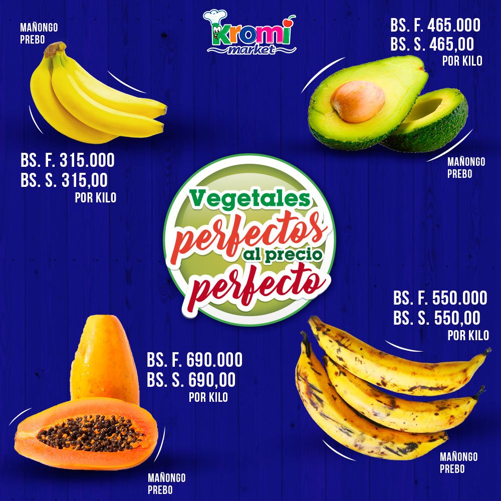 KromiMarket's tweet photo. Adquiere por este fin de semana (desde el viernes 15 hasta el domingo 17 de junio) los #VegetalesPerfectos al #PrecioPerfecto en nuestras tiendas #Prebo y #Mañongo. 😱
¡Aprovecha!
¡Tu sitio de encuentro, el lugar de tus compras!
#KromiMarket #VegetalesPerfectosAlPrecioPerfecto https://t.co/iZOJeZrzIk