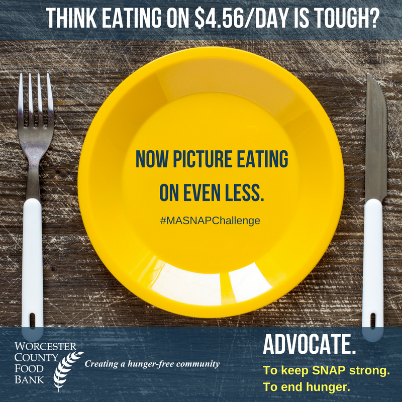 WorcCtyFoodBank's tweet photo. #MASNAPChallenge concludes today, but for neighbors who use SNAP, the challenge continues. Cuts to SNAP = MORE hunger. Let's get that #FarmBill right! #KeepSNAPStrong #AdvocateToEndHunger @SenWarren @SenMarkey @RepMcGovern @nikiinthehouse @RepRichardNeal @RepJoeKennedy https://t.co/4DUPNVrrUy