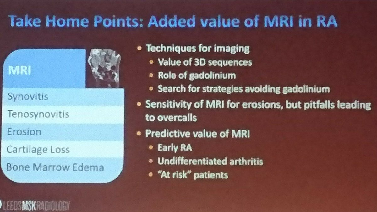 DrAiLynTan's tweet photo. Added value of #MRI in #rheumatoid arthritis
via Grainger #EULAR2018 #ESSR2018
#Rheumatoidarthritis #erosions #synovitis #ESSR https://t.co/0Y83oyhMfE
