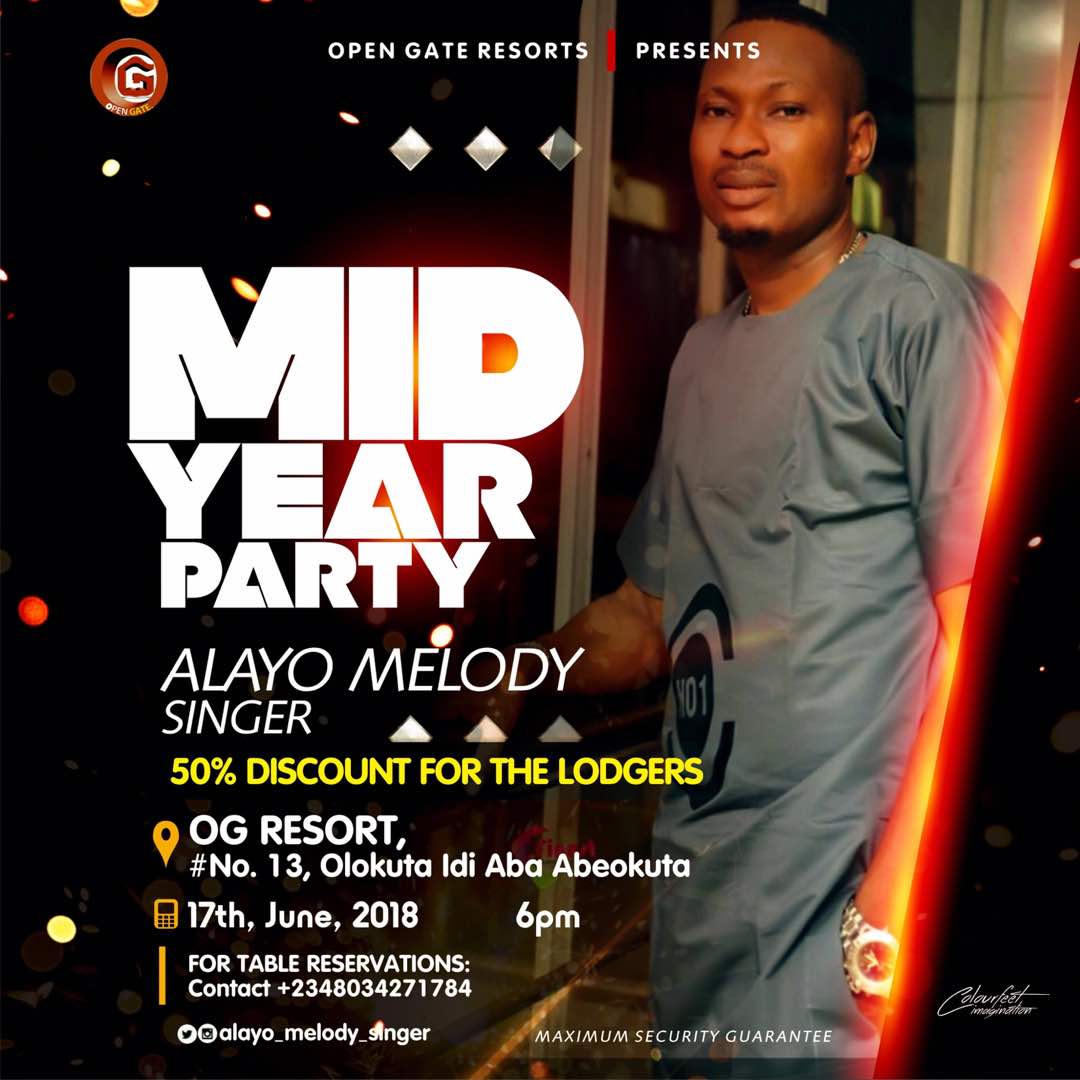 Alayosinger's tweet photo. Let's hookup on Sunday with ALAYO MELODY SINGER INTERNATIONAL @Alayosinger @ Open Gate Resort. Olokuta, Idi Aba,Abeokuta https://t.co/aInK98Q1c2
