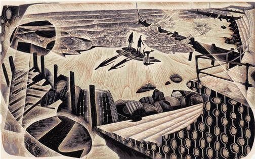 Closing 23 June: Wood-Engravings by #AnneDesmet and Friends @KevisHouse Gallery in Petworth, West Sussex, buff.ly/2K9F1ad. Here 'Downland' by #RoyWillingham  and 'High Tide Chancers' by #NeilBousfield.