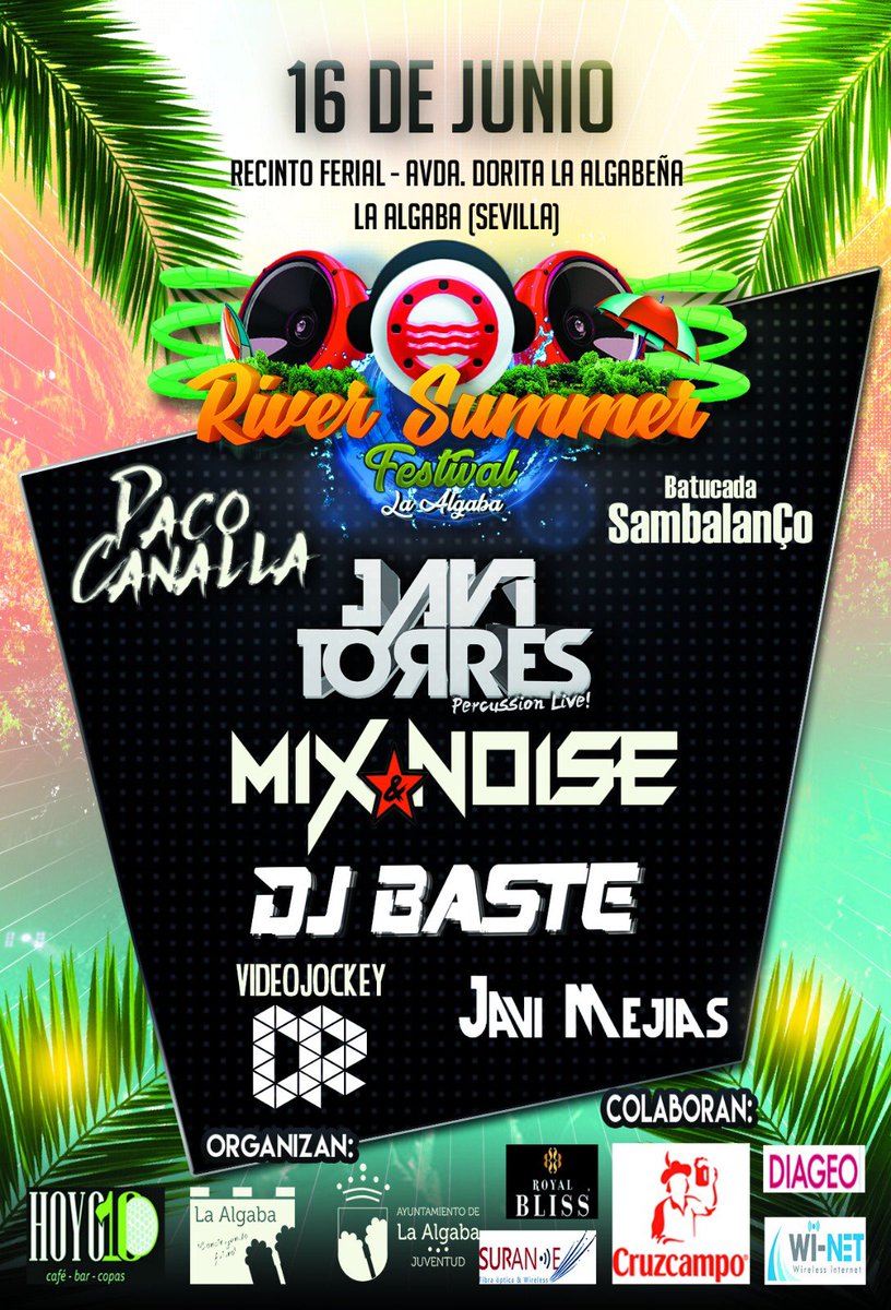 river_algaba's tweet image. ☀️🎤¡Celebra la entrada del verano en La Algaba! ☀️🎤
Mañana sábado 16 de junio disfruta del RIVER SUMMER FESTIVAL
8 horas de música en directo ininterrumpidas
¡Entrada gratuita!
No te puedes perder el único festival que se celebra a orillas del Río Guadalquivir...