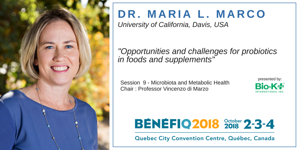 BENEFIQ_Expo's tweet photo. Session 9 of @BENEFIQ_Expo on October 3 features Dr. Maria L. Marco, expert in lactic acid bacteria in food systems and as part of the gut microbiome. Presented by @biokplus. @INAF_Qc @universitelaval https://t.co/eHEAgeV8xt
