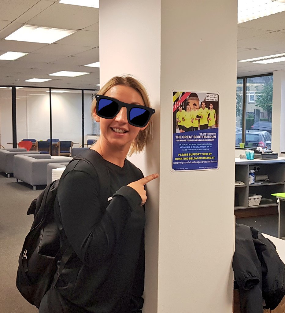 FraserTaylorVT's tweet photo. Shout out to the #TridentCafe who have put up some posters and a collection box for @Street_League #ClydeWest staff running the #GreatScottishRun
https://t.co/F9smsOAcZs https://t.co/AdzCDNhR98