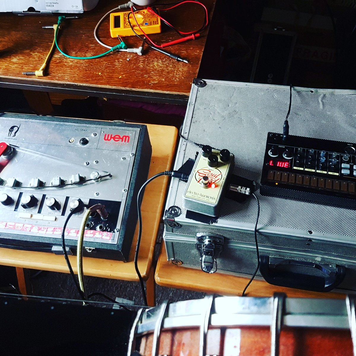 Our recordings are coming to a close, with a #vinyl #record on the way! Check out someone gear recently being made use of! #tapedelay